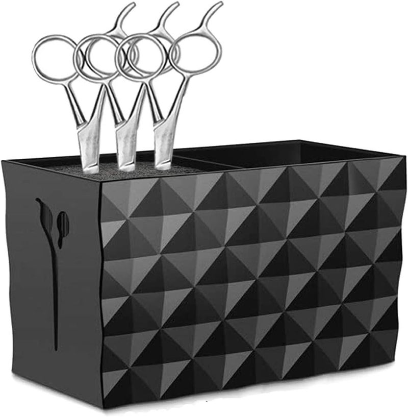 irtree Salon Shears Rack for Hair Stylist Scissors Container for Pet Grooming Hair Cutting Organizer Storage Box Salon Shear Holder Combs Clips Brushes Hairdressing Combs Organizer Black - Image 1