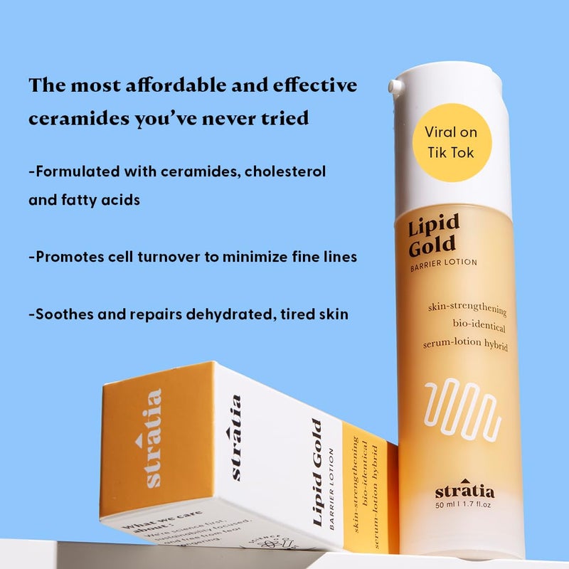 Stratia Lipid Gold Skin-Strengthening Ceramide Moisturizer with Niacinamide, Hydrates & Soothes All Skin Types, 3.4 Fl Oz - Image 2