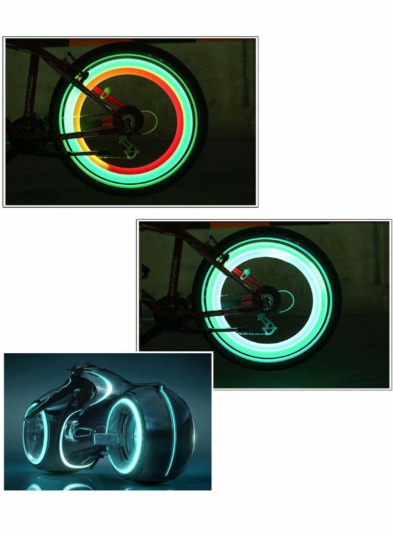 Luckam 4 قطع أضواء سبوك الدراجة مقاومة للماء سهلة التركيب أضواء سبوك العجلات LED نيون فلاش L مع 3 أوضاع فلاش للكبار والأطفال - Image 3