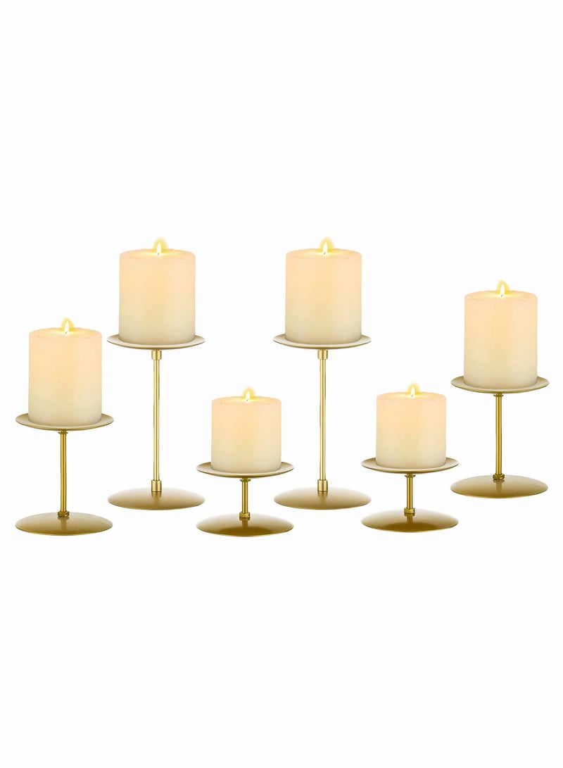 Candle Holders Candle Plates - Set of 6 Candelabra Candle Stand Iron Plate Minimalism Modern Home Mantel Dinning Table Decorations Centerpiece for Wedding, Party, Events, Gold - Image 1
