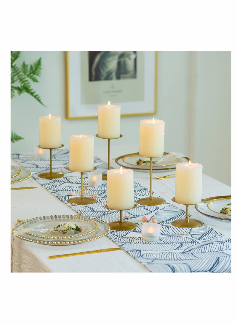 Candle Holders Candle Plates - Set of 6 Candelabra Candle Stand Iron Plate Minimalism Modern Home Mantel Dinning Table Decorations Centerpiece for Wedding, Party, Events, Gold - Image 3
