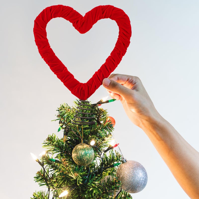 Relaxgiant 7 Inch Valentines Velvet Heart Tree Topper Velvet Red Heart Tree Topper for Valentine Treetop Red Decorations for Home Wedding Holiday Party Supplies Gift - Image 5