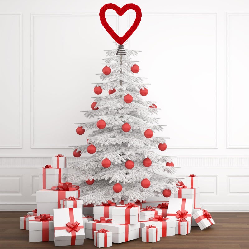 Relaxgiant 7 Inch Valentines Velvet Heart Tree Topper Velvet Red Heart Tree Topper for Valentine Treetop Red Decorations for Home Wedding Holiday Party Supplies Gift - Image 3