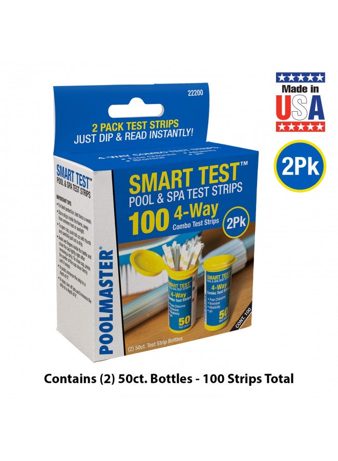 Poolmaster 22200 Smart 4-Way Swimming Pool and Spa Water Chemistry Test Strips, 100 Count, 2 Pack, Made in The USA, Yellow - Image 2