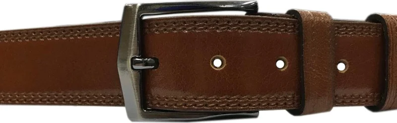 Varetta Tobacco Flat Double Stitched Wide Leather Belt