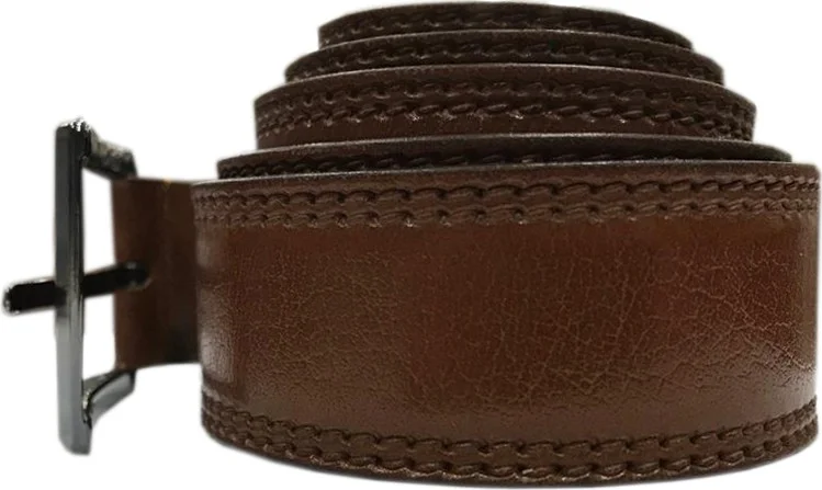 Varetta Tobacco Flat Double Stitched Wide Leather Belt