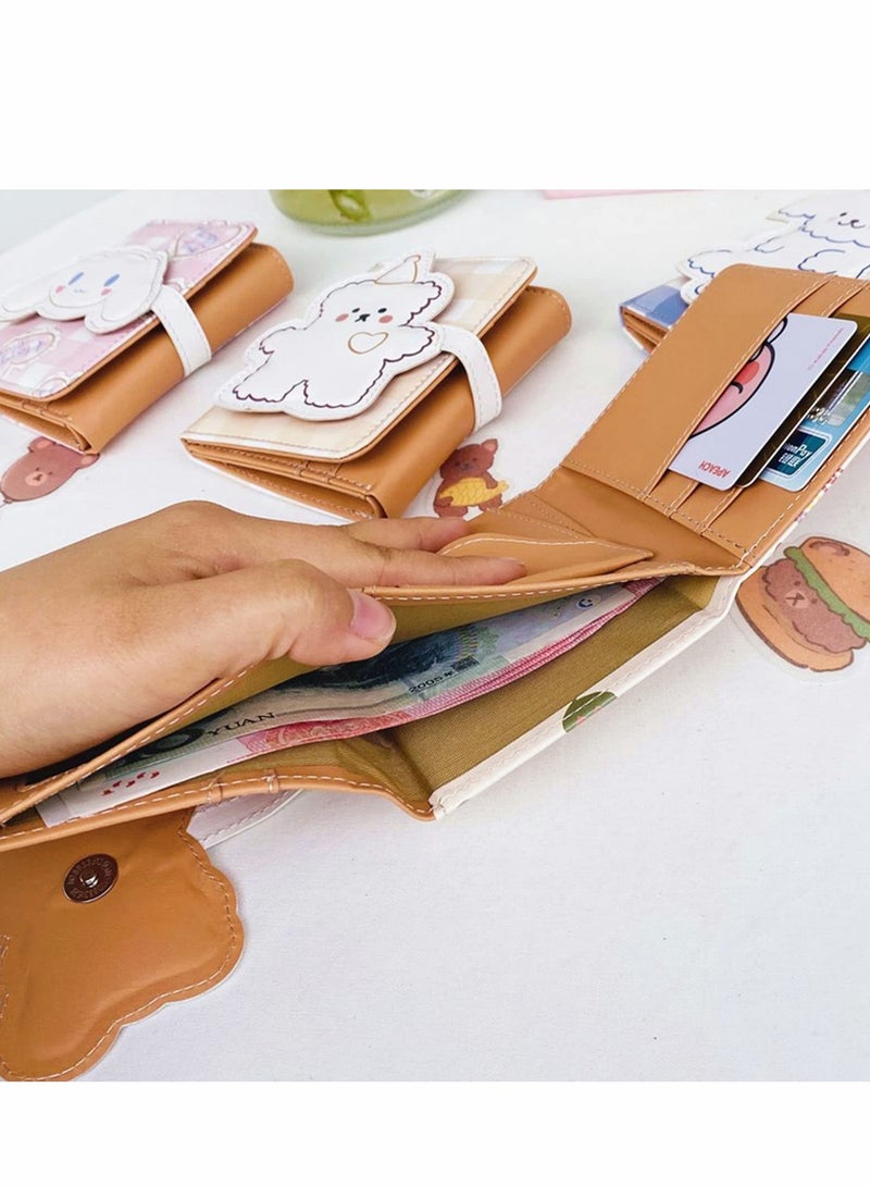 Excefore Kawaii Bear Wallet, Cute Cartoon Card Holder Girls Coin Purse Anime Key Bag Card Case Front Pocket Wallet - Image 3