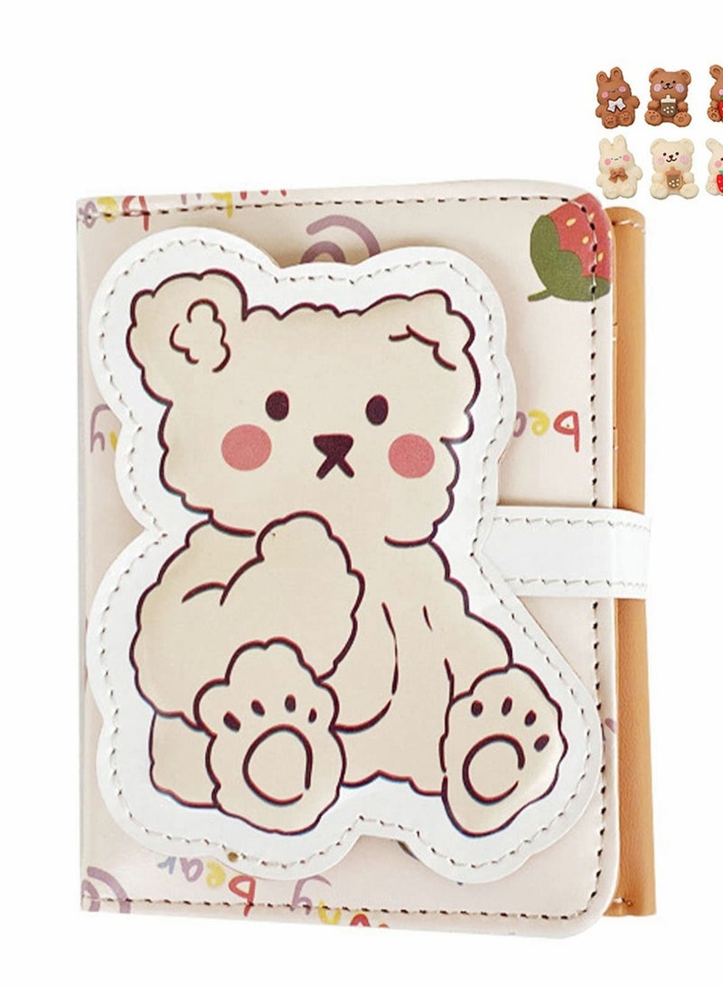 Excefore Kawaii Bear Wallet, Cute Cartoon Card Holder Girls Coin Purse Anime Key Bag Card Case Front Pocket Wallet - Image 1