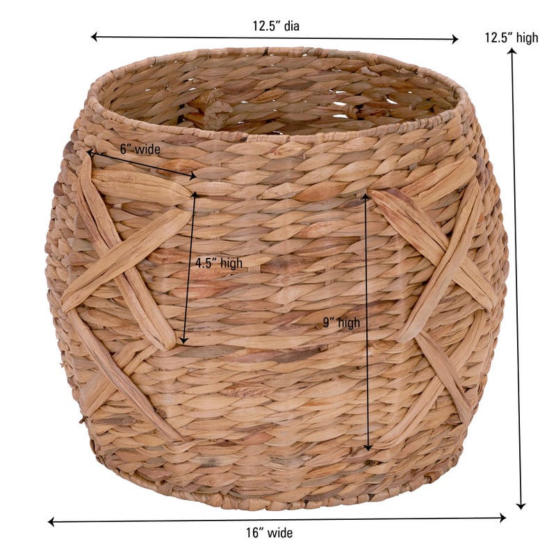Household Essentials ML-4112 Hyacinth Round Floor Basket, X-Design, Brown - Image 2