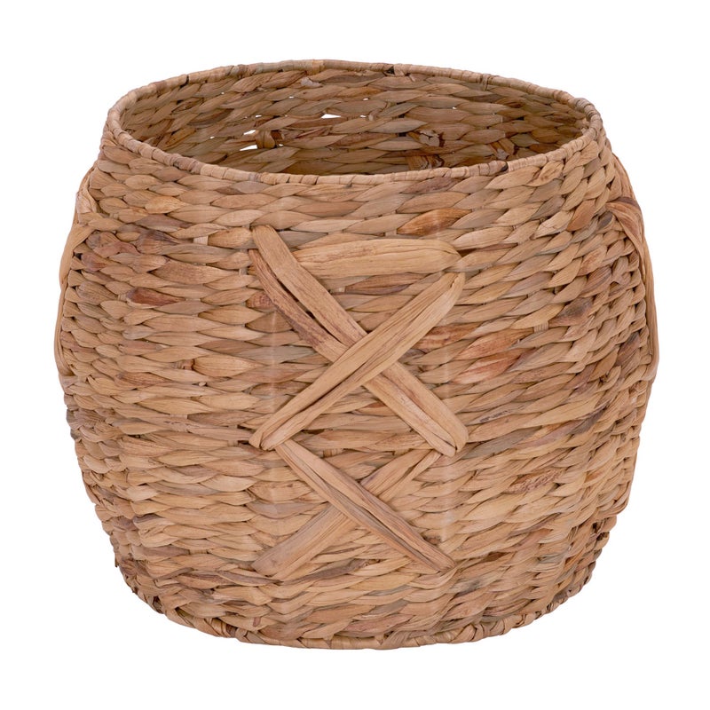 Household Essentials ML-4112 Hyacinth Round Floor Basket, X-Design, Brown - Image 1