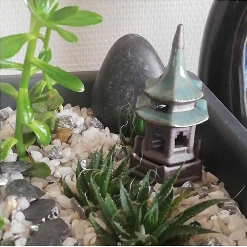 Miniature Fairy Garden House Ceramic Retro Tower Aquarium Decor for Micro Landscape Garden Accessories - Image 2
