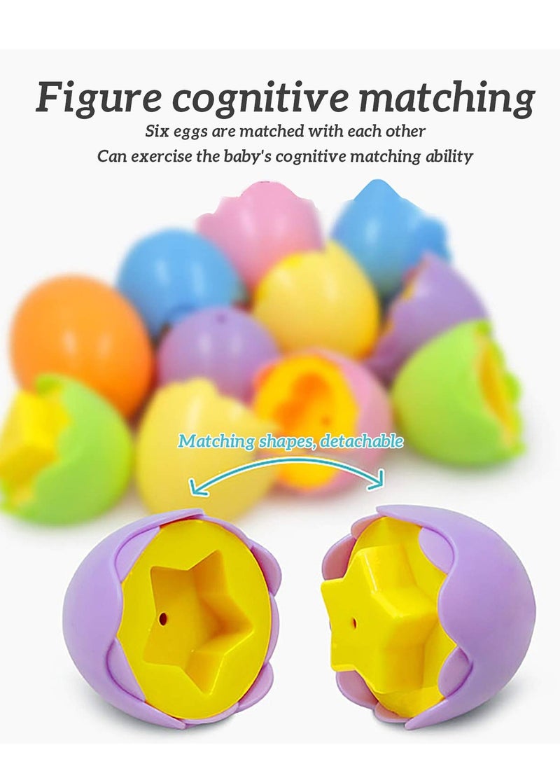 Zikra Color Shape Matching Eggs Set, Educational Toy with Blue Egg Holder, Early Learning Shapes Sorting Recognition Skills - Sorting Puzzle for Kid, Baby, Toddler, Boy, Girl, Birthday Gift (6 Eggs) - Image 3