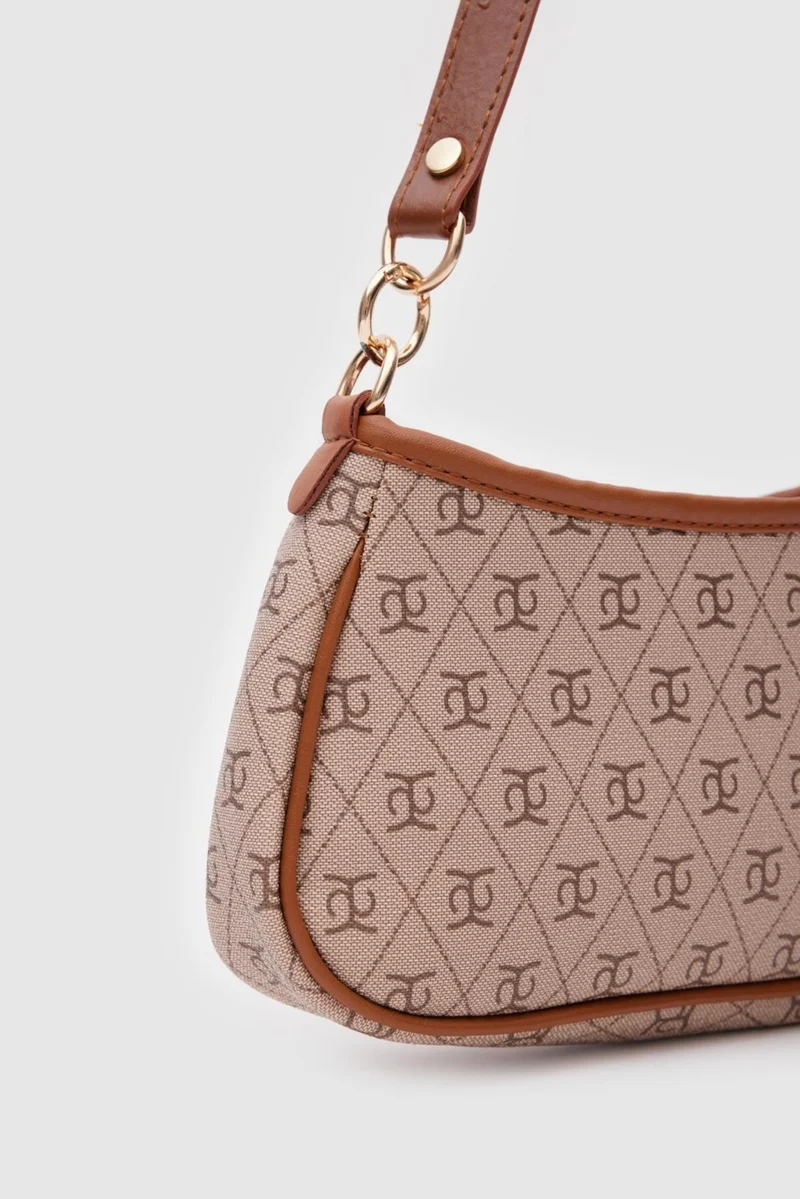 Shule Bags Patterned Baguette and Crossbody Bag Farme Tan