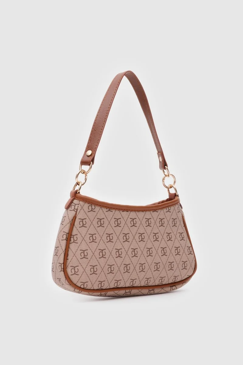 Shule Bags Patterned Baguette and Crossbody Bag Farme Tan