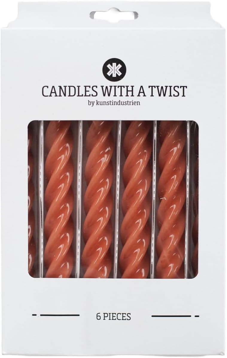 شموع “Candles with a Twist®”， مصنوعة في إيطاليا، متوفرة بـ 25 لونًا، شموع للعشاء، شموع ملتوية تحترق لمدة 5 ساعات، شموع مخروطية الشكل، مطلية، مجموعة هدايا من الشموع بدون رائحة، 6 قطع. الحجم: 2.2 × 21 سم (لون التراكوتا). - Image 2