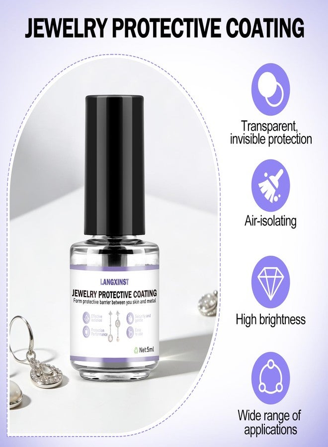 LANGXINST Jewelry Protective Coating,Jewelry Sealant, Clear Invisible Long-Lasting Protection Forms a Protective Barrier Between Skin and Metal Suitable for Earrings, Rings, and Bracelets(5ml) - Image 2