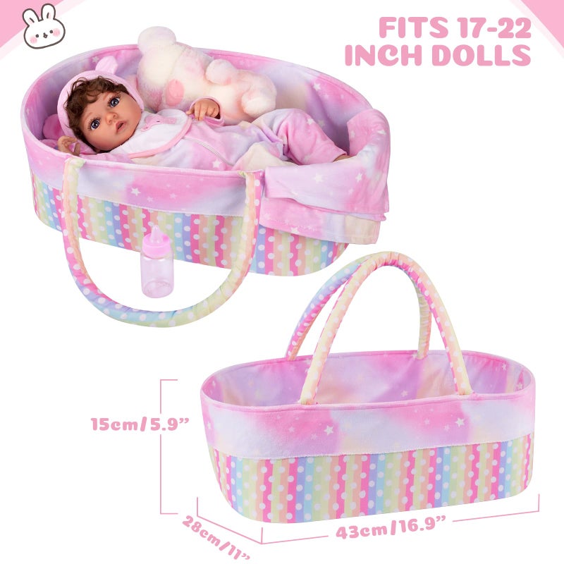 BABESIDE 8 Pcs Reborn Baby Doll Clothes with Bassinet for 17-22 Inch Babydolls  Reborn Baby Doll Accessories fit Newborn Baby Dolls Girls  Colorful Baby Dolls Clothes - Image 5