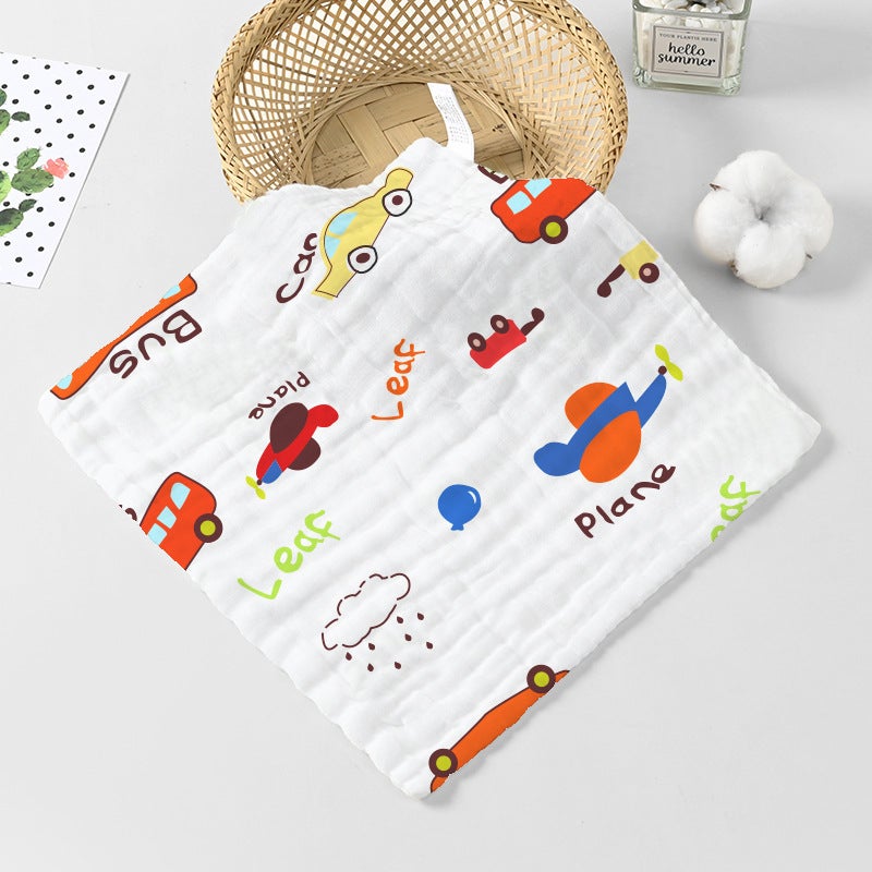 منشفة مربعة من قطن الجاز عالية الكثافة بست طبقات للأطفال نوع أ مطبوعة منشفة أطفال منشفة لعاب قطنية نقية - Image 1