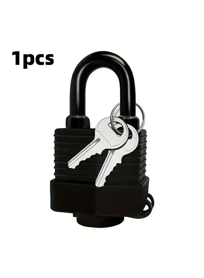 Heavy Duty 44mm Outdoor Padlock Waterproof Cover Steel Lock Black Color - Image 1