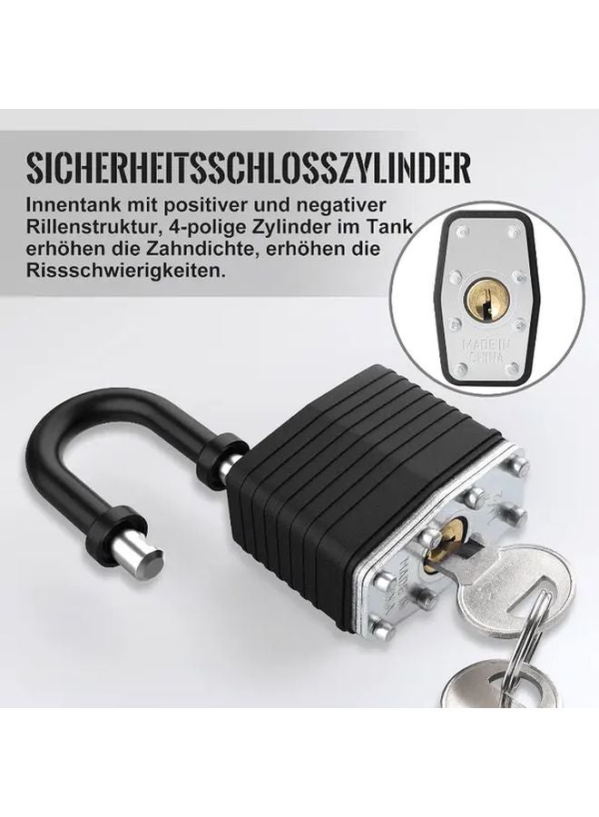 Heavy Duty 44mm Outdoor Padlock Waterproof Cover Steel Lock Black Color - Image 5