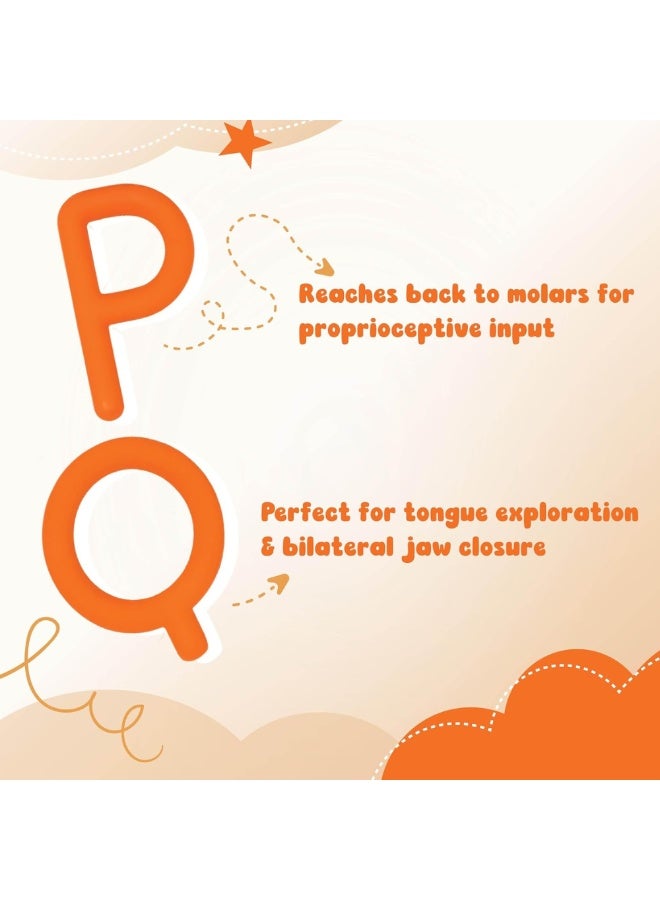 أدوات التحدث ذ.م.م أداة المضغ الحسية TalkTools Chewy Tube P’s and Q’s – برتقالي – أداة علاج فموي لتقوية عضلات الفك، تطوير مهارات المضغ، وتخفيف آلام التسنين – آمنة وغير سامة ومتينة وسهلة الإمساك للرضع والأطفال - Image 3