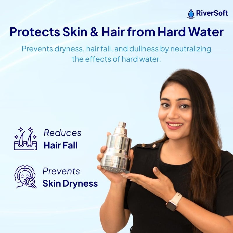 RiverSoft DIVA-03 Shower Filter for Hard Water with 15 Stages | 3 Mode Spray Setting | Water Softener for Bathroom | Shower Head Filter (Chrome, Pack of 1) - Image 5