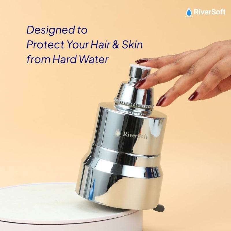 RiverSoft DIVA-03 Shower Filter for Hard Water with 15 Stages | 3 Mode Spray Setting | Water Softener for Bathroom | Shower Head Filter (Chrome, Pack of 1) - Image 2