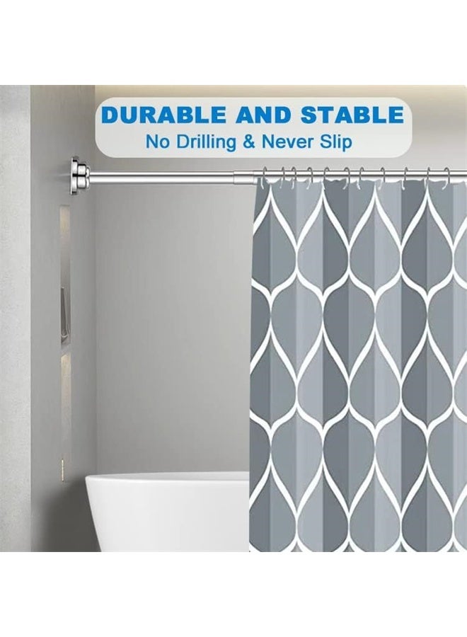 هومستر ستارة عصا، التلسكوبي دش باب ستارة عصا، الفولاذ المقاوم للصدأ ستارة عصا، غير انزلاق، قابل للتعديل التوتر الربيع، لا الحفر (85-140 سم) - Image 2