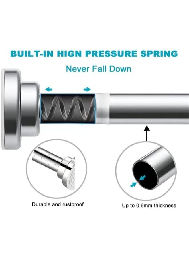 هومستر ستارة عصا، التلسكوبي دش باب ستارة عصا، الفولاذ المقاوم للصدأ ستارة عصا، غير انزلاق، قابل للتعديل التوتر الربيع، لا الحفر (85-140 سم) - Image 3