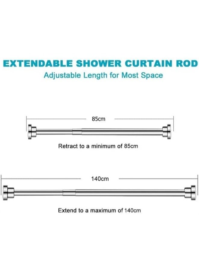 هومستر ستارة عصا، التلسكوبي دش باب ستارة عصا، الفولاذ المقاوم للصدأ ستارة عصا، غير انزلاق، قابل للتعديل التوتر الربيع، لا الحفر (85-140 سم) - Image 5