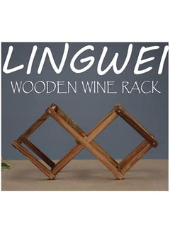 LINGWEI 3 Bottles Foldable Wooden Wine Rack Free Standing Brown  - Image 2