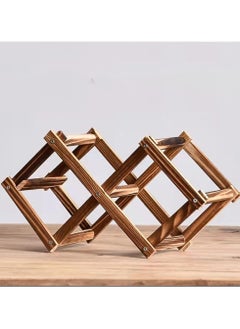 LINGWEI 3 Bottles Foldable Wooden Wine Rack Free Standing Brown  - Image 1