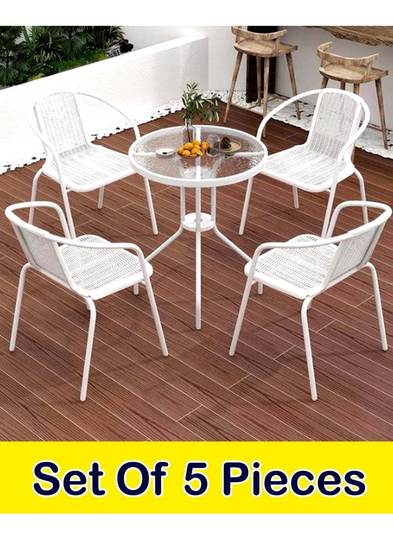 Living Set Of 5 Pieces, Outdoor Patio Garden Table With 4 Chair Set  - Image 1