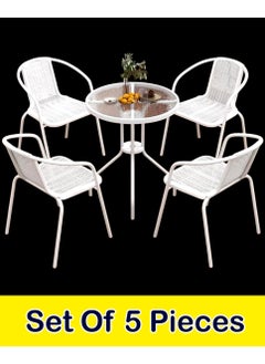 Living Set Of 5 Pieces, Outdoor Patio Garden Table With 4 Chair Set  - Image 2