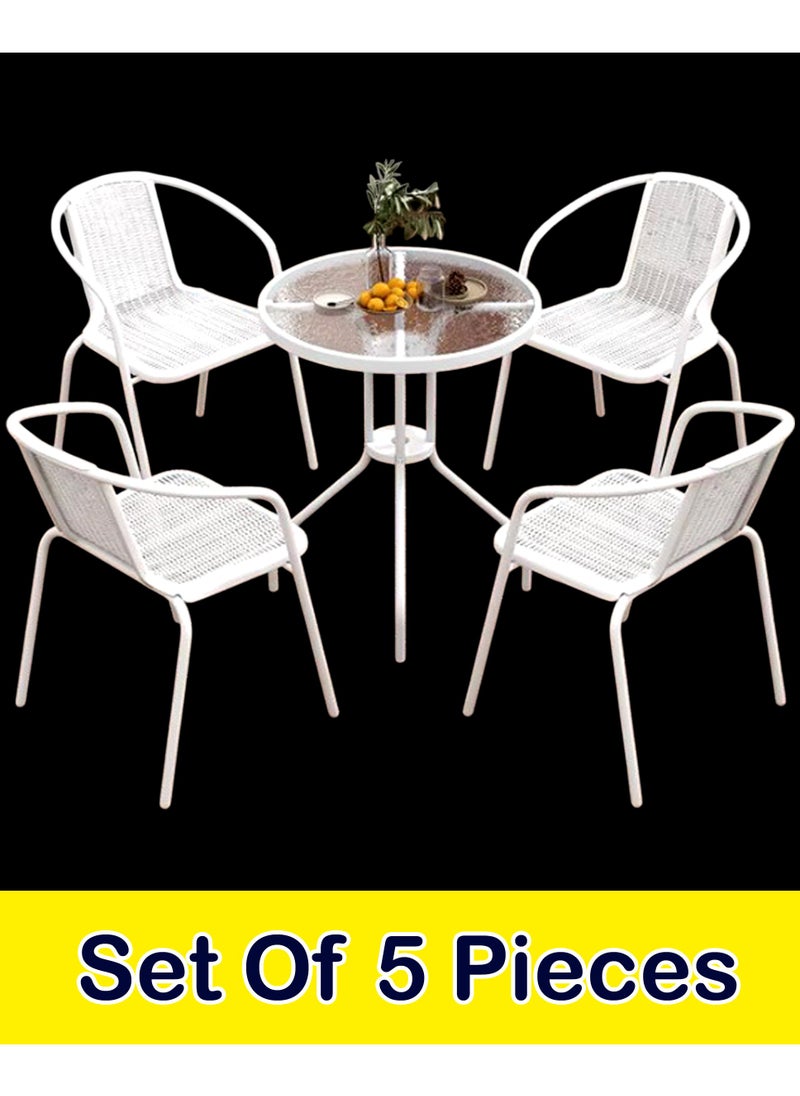 Living Set Of 5 Pieces, Outdoor Patio Garden Table With 4 Chair Set  - Image 2