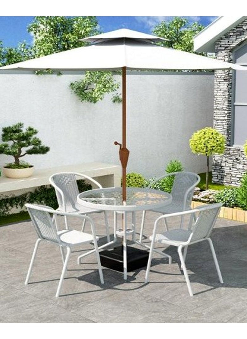 Living Set Of 5 Pieces, Outdoor Patio Garden Table With 4 Chair Set  - Image 3