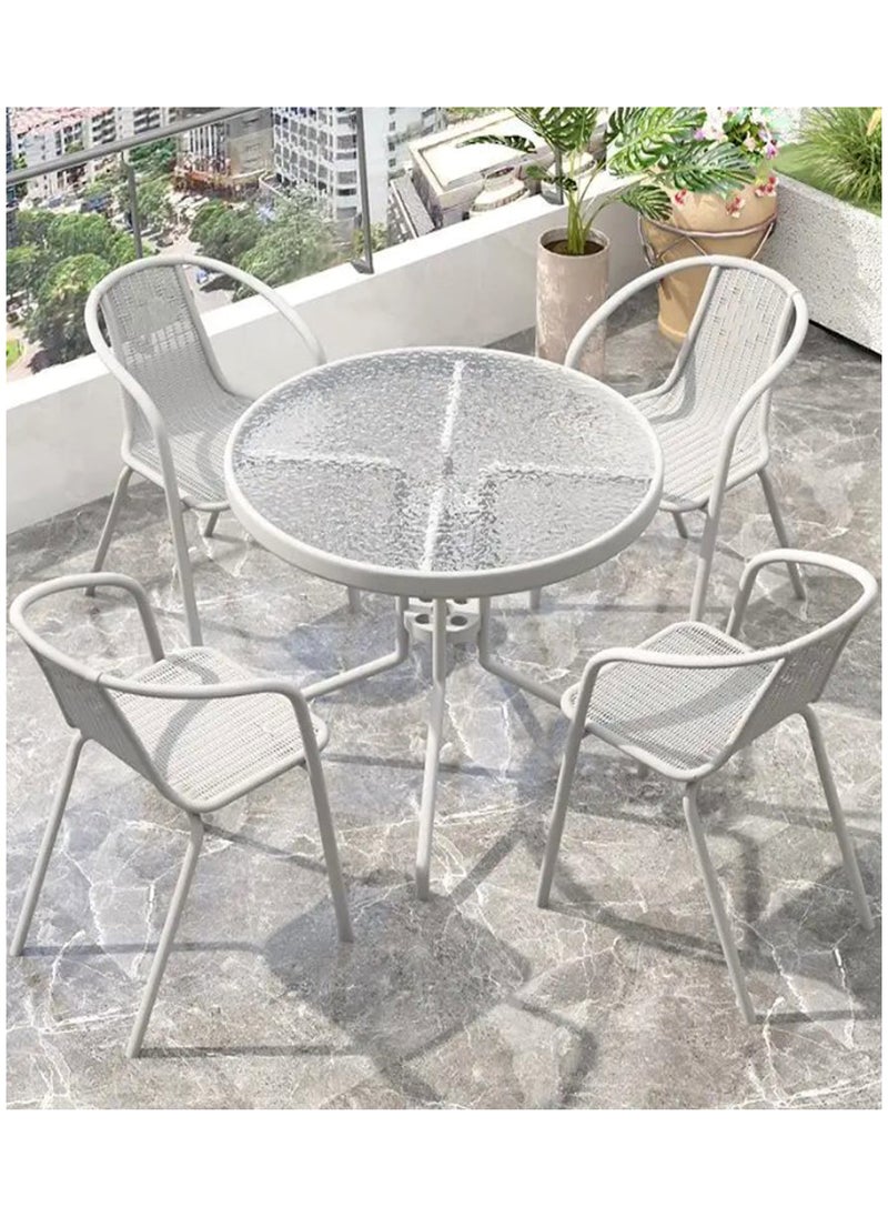 Living Set Of 5 Pieces, Outdoor Patio Garden Table With 4 Chair Set  - Image 4