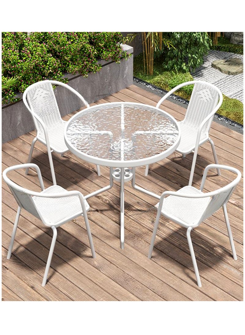 Living Set Of 5 Pieces, Outdoor Patio Garden Table With 4 Chair Set  - Image 5