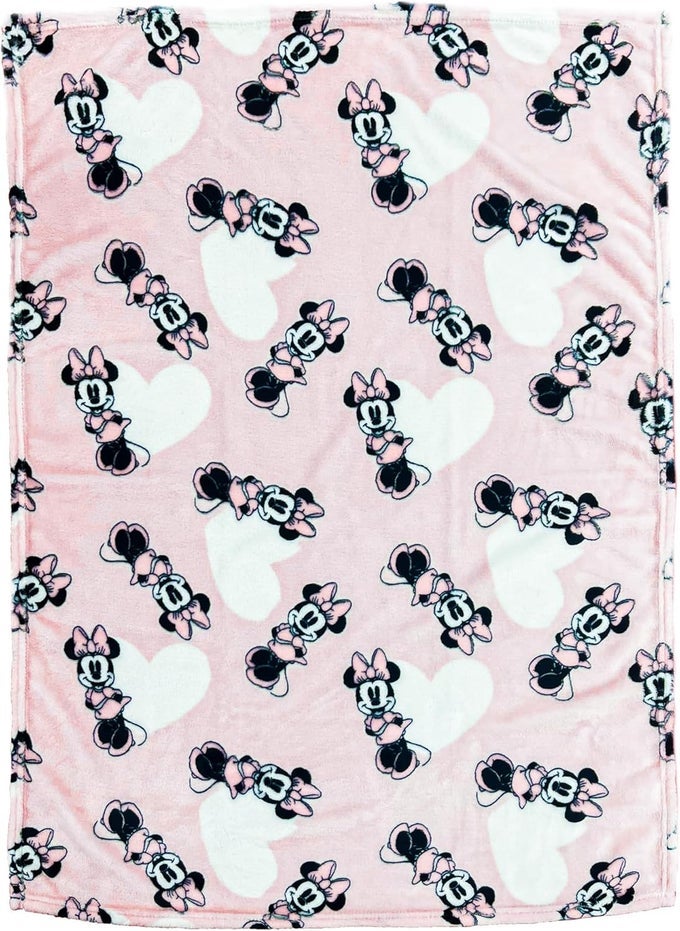 MINNIE MOUSE BLANKET MINNIE MOUSE THROW BLANKET MINNIE MOUSE BABY BLANKET SOFT PLUSH FLEECE PINK THROW RUG 30 X 40 PINKWHITE OFFICIALLY LICENSED