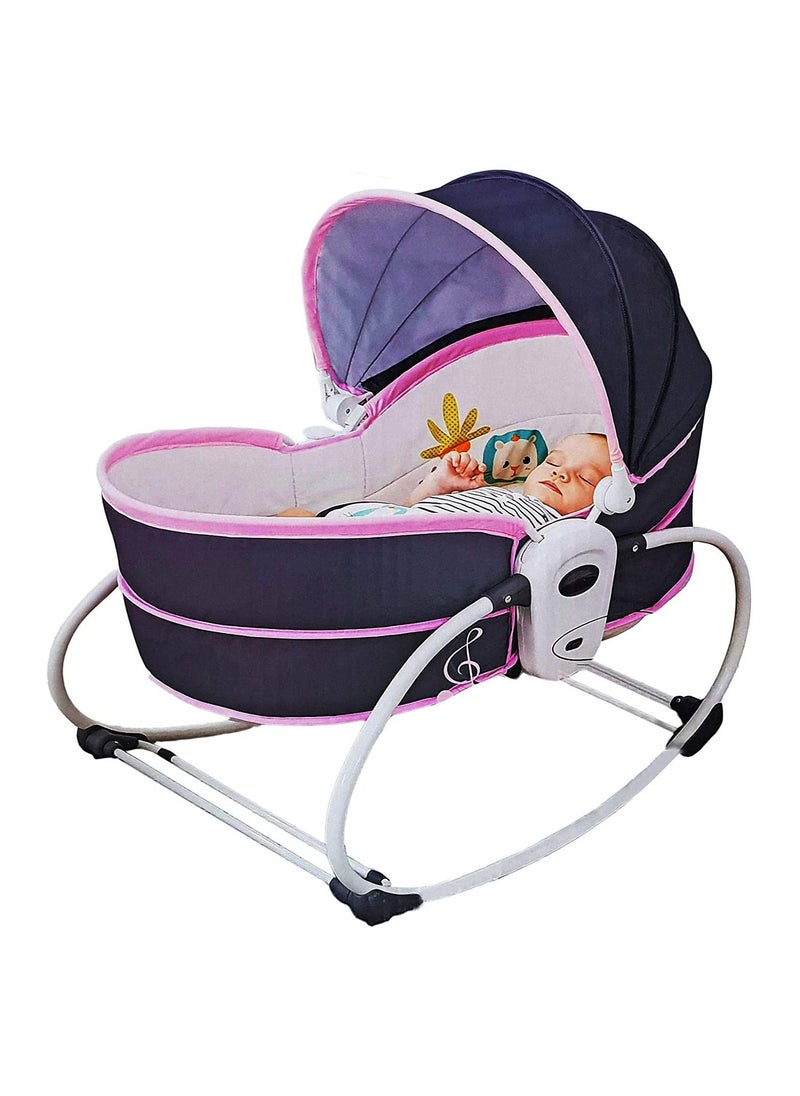 Generic - Portable Baby Rocking Bassinet, 5 in 1 Gliding Swing Cradle with Music and Toys, Multi-Functional Infant Crib Travel Sleeping Chair with Adjustable and Detachable Canopy for Newborn - Image 1