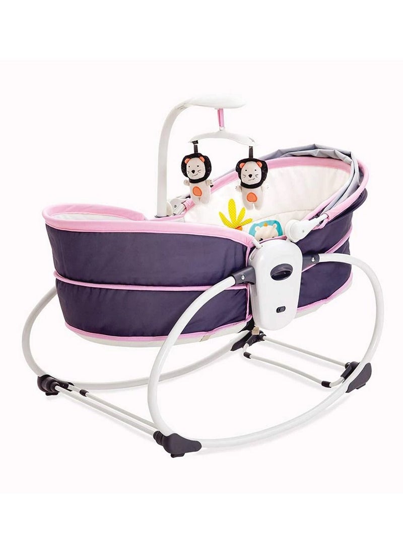 Generic - Portable Baby Rocking Bassinet, 5 in 1 Gliding Swing Cradle with Music and Toys, Multi-Functional Infant Crib Travel Sleeping Chair with Adjustable and Detachable Canopy for Newborn - Image 1