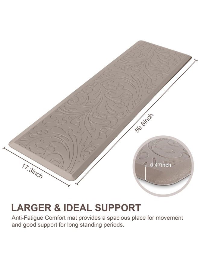 KMAT Kitchen Mat Cushioned Anti-Fatigue Waterproof Non-Slip Standing Mat Ergonomic Comfort Rug for Home,Office,Sink,Laundry,Desk 17.3" (W) x 60"(L),Khaki - Image 2