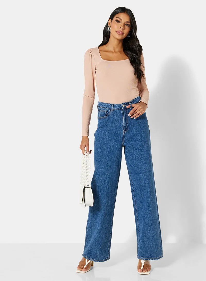 I.Scenery Solid Ribbed Top