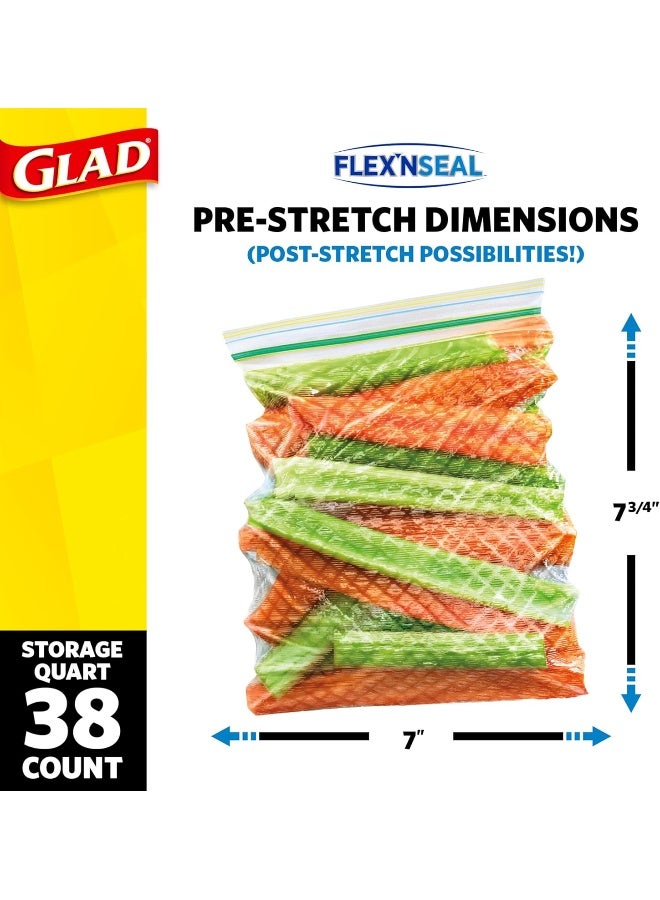 Glad Flex'N Seal Food Storage Plastic Bags, Quart, 38 Count (Package May Vary) - Image 5