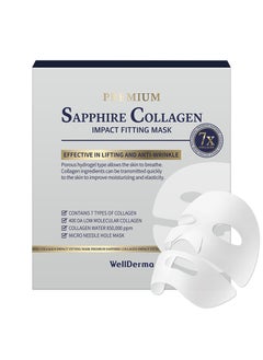 Wellderma WELLDERMA Sapphire Premium Collagen Impact Fitting Mask 16 EA  Korean Face Sheet Mask for rough and dry skin Hydrating overnight sheet mask with Patented Porous Structure Hydrogel Type  Niacinamide 