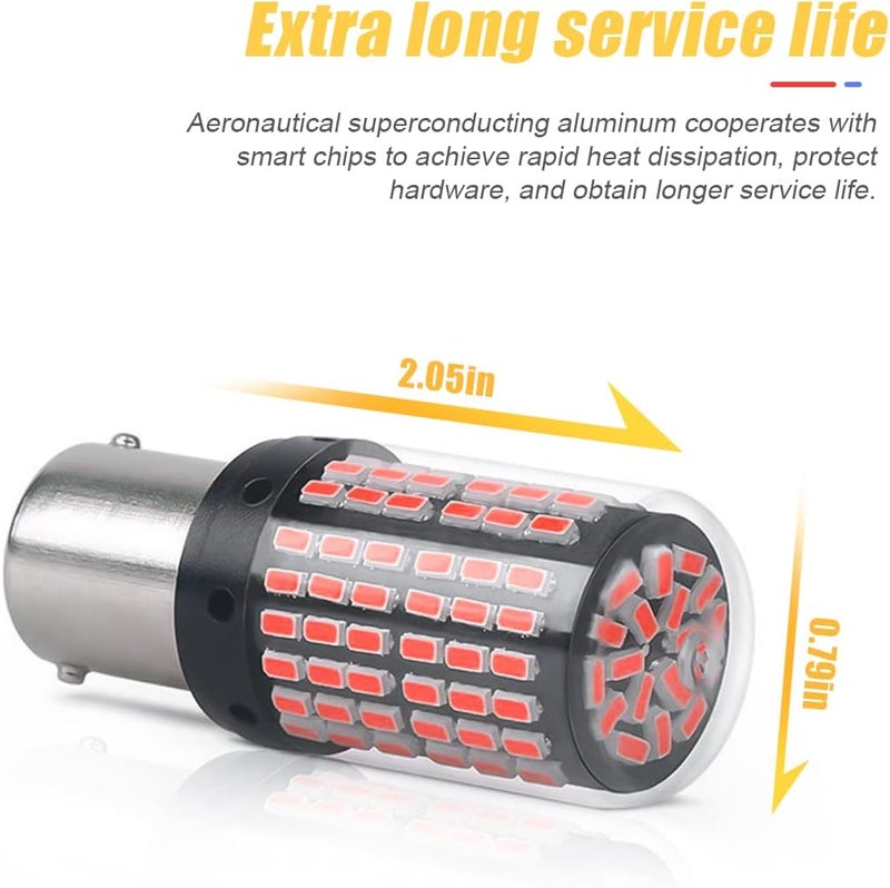 HIPOPY 2Pack 1157 LED Brake Light Bulb, 12V-24V BAY15D Replacement for Car, RV, Trailer, Boat (Red) - Image 4