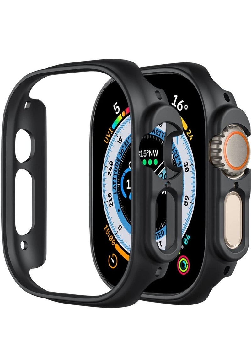 2 Pack Case Compatible with Apple Watch Ultra 49mm, Hard PC Bumper Case All-Around Edge Shockproof Protective Cover Frame 【NO Screen Protector】- Black
