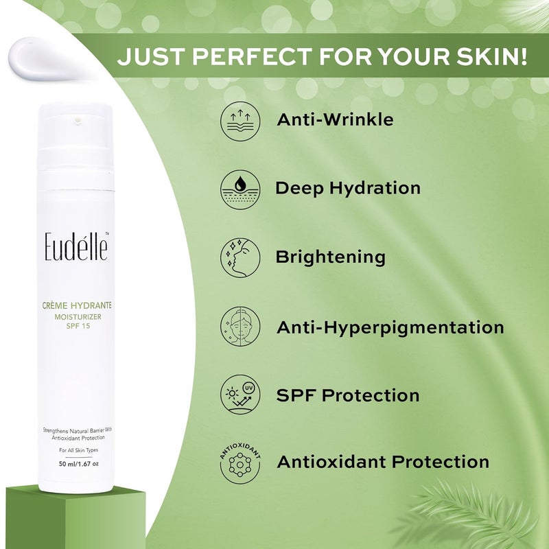Eudelle Superlight Tinted Sunscreen  Crme Hydrante Moisturizer with SPF15  SPF 50  PA  Tinted Sunscreen  No White Cast  Lightweight Formulation  Reduce Wrinkles  Fine Lines  Nourishes skin  Deeply Hydrating  Strenghten Skins Natural Barrier  Even Tone  For ALL SKIN TYPES  50ml  50ml - Image 3