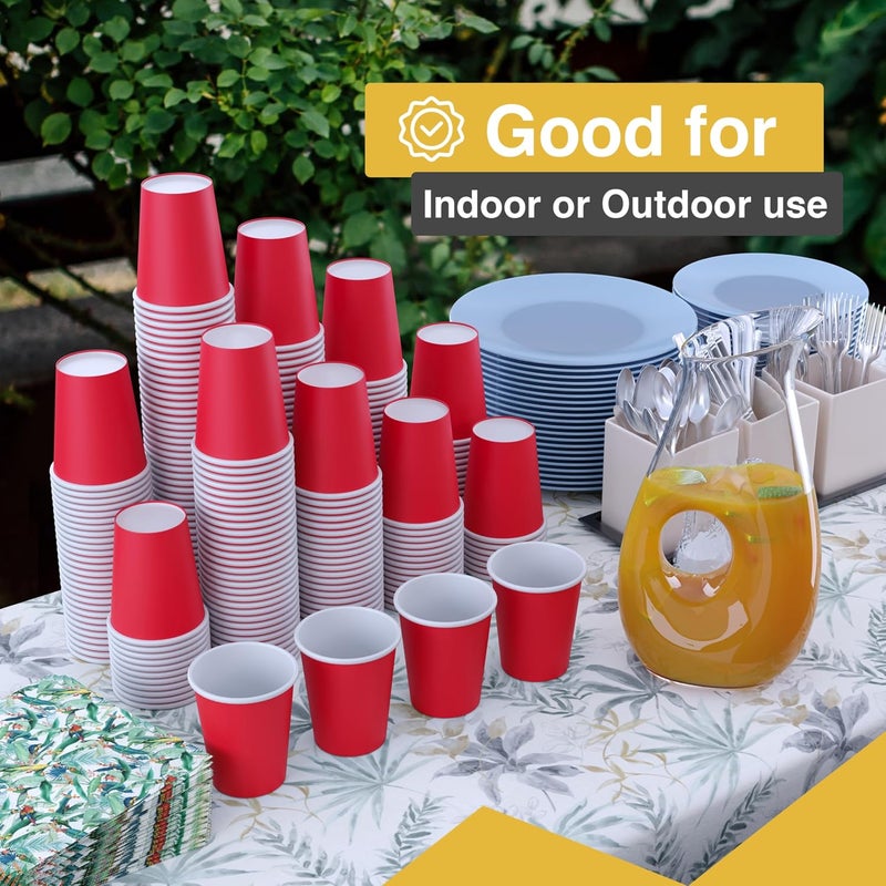 Party Solids Red Paper Cups 12 oz Durable Disposable Cups 100 Paper Tumblers for Hot Drinks and Cold Drinks Thick 280 GSM Hot Cup for Tea & Coffee Cup To Go Fun Colors for Parties & Events - Image 2