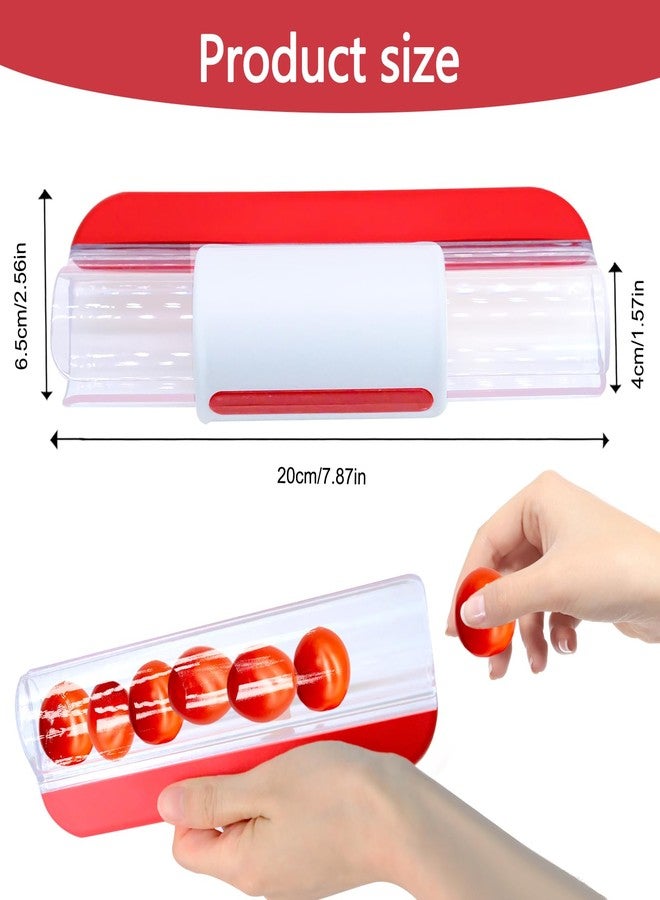 JLNGTHONG Tomato Slicer, Multi-Purpose Grape Slicer Kitchen Gadget, Tomato, Cherry, Fruit Cutter Fruit Tools into 2 Pieces (Red) - Image 2
